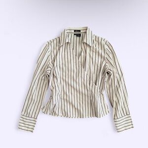 vintage willi smith cream brown stripe wrap shirt cotton blend comfy fit l